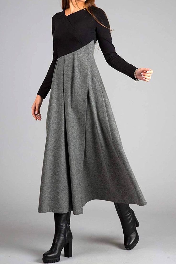 Mia™ - Contrast Maxi Winter Dress